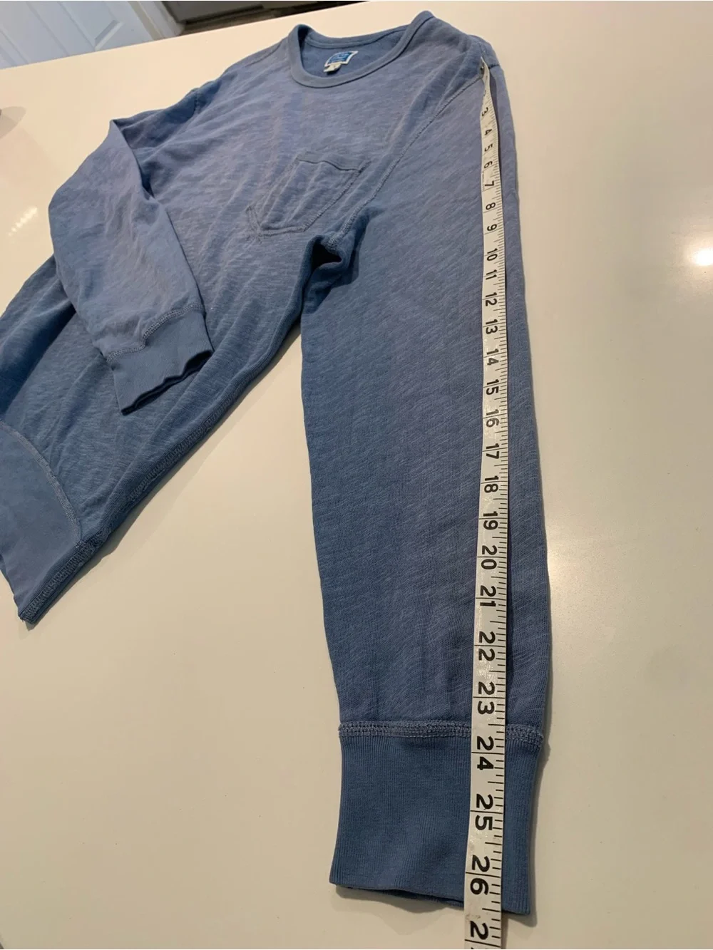 J. Crew Lightweight Sunfaded French Terry Pocket Sweatshirt Medium Blue, Men’s M